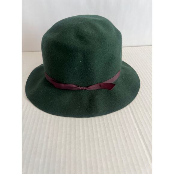 Effanem 100% Wool Crusher Genuine Vintage Hat Dark Green Burgundy Band - Picture 2 of 8